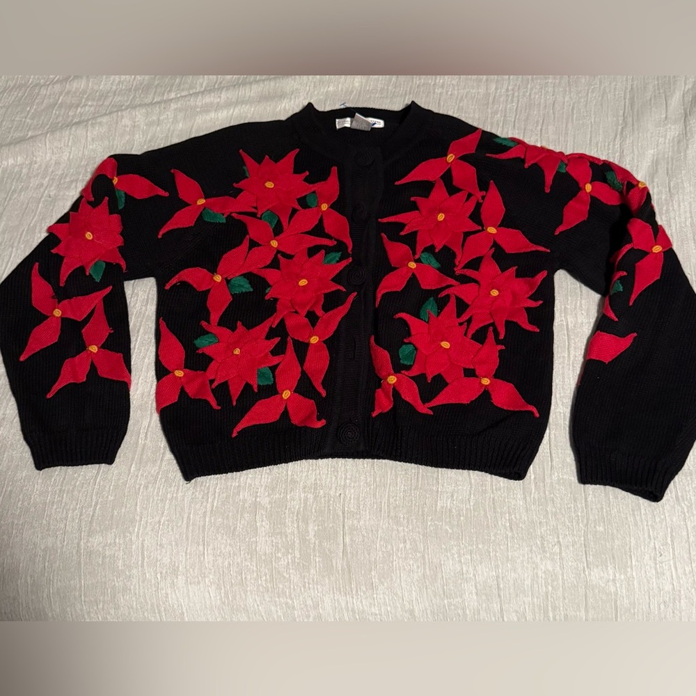 Poinsettia Holiday Christmas Sweater